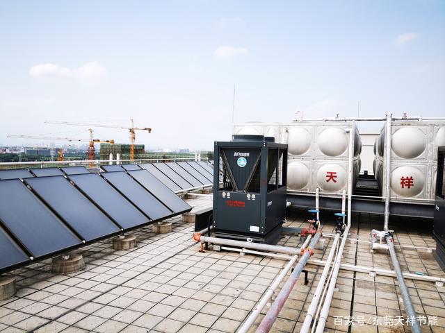 工廠宿舍太陽能熱水系統空氣能熱泵輔助加熱