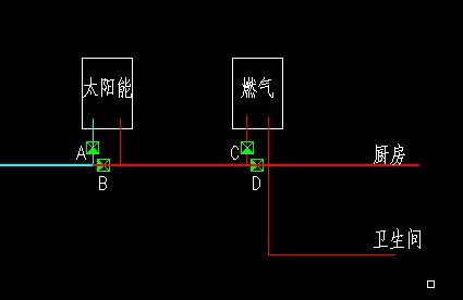 水電改造,燃氣熱水器和太陽能共用,請問圖中管線的問題如何解決